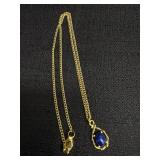 Vtg. Style Faux Lapis Lazuli Cabochon Necklace