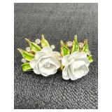Pair of Trifari Clip On Flower Earrings