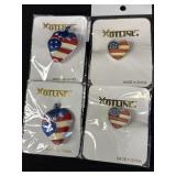 4 Strawberry & heart-shaped American flag pins,