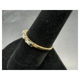 10K Sapphire Stones & Diamond Chips Ring