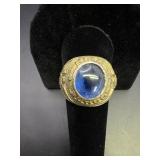 High School Military Ring, blue stone