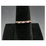 10K Ruby Stones & Diamond Chips Ring