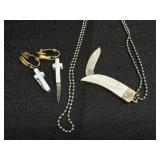 Mini Pocket Knife Necklace & Earrings