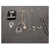 Variety of Necklaces, rope, leather & chains w/