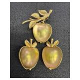 Sarah Coventry Apple Earrings & Brooch