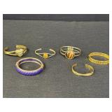 6 gold toned bracelets - heart shaped locket, 2