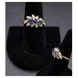 18K GE Blue & Clear Rhinestone Ring