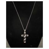 10K Diamond Cross Necklace, chain & pendant are