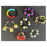 Variety of colorful bracelets - bangle, stretch, &
