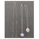 Silver-tone Chain Necklaces 2 w/ Pendants, one