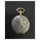 Quartz Details Steam Engine Pocket Watch