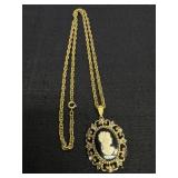 Victorian Style Black Cameo Necklace