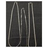(3) Silver Tone Necklace Chains