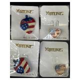 4 Strawberry & heart-shaped American flag pins,