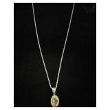 14K Italy White Gold Chain & 14KT Pendant