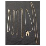 Variety Gold-Tone Chain Necklaces 1 w/ Leafs
