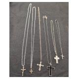 Silver-Tone Chain Necklaces w/ Crosses