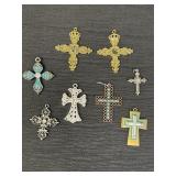 8 various Christian cross pendants, likely used