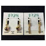 2 pair 1928 Jewelry Co. pierced dangle earrings,