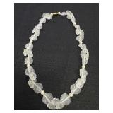 Clear Lucite Flower & Faux Pearl Necklace