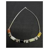 Marked Italy 925 Multicolor Jade Necklace