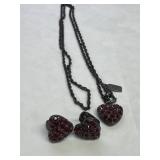 1928 Heart Necklace & Clip on Earrings Set