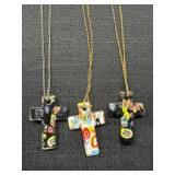 Murano Style Glass Cross Necklaces