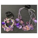 Catherines brand purple shell discs necklace &
