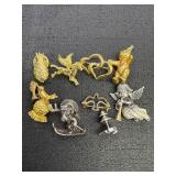 Variety of Gold & Silver tone Brooch Pins
