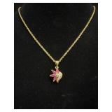 Gold Plated Flower Pendant & Necklace Chain