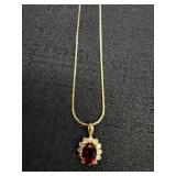 Ruby Red Rhinestone Necklace