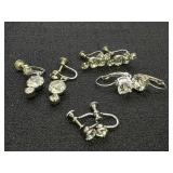 Clear Rhinestone Screw back Earrings