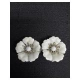 Sarah Coventry Summer Magic White Enamel Earrings