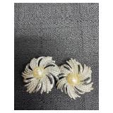 Sarah Coventry Sunburst Faux Pearl Clip Earrings