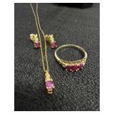 10K Gold Necklace, Ring & Earrings Set