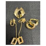 3 Pairs of Trifari Gold Tone Earrings