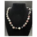 Purple & Black Beaded Costume Necklace