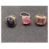Ladies adjustable stone rings, man's Ring w/