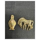 Vtg. Penguin & Gold Tone Zebra Brooch Pin