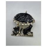 Frog & Umbrella Brooch Pin