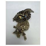 Vtg. Gold Tone Owl Brooch Pin