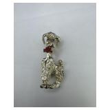 Gold Tone Poodle Brooch Pin