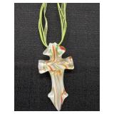 Blown Glass Cross Pendant Necklace