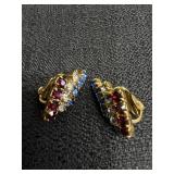 Red, White & Blue Rhinestone Clip Earrings