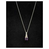 Marked 14K White Gold Chain & Pendant
