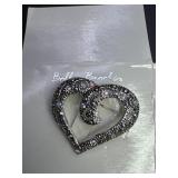 AAi Silvertone Heart Brooch