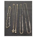 Gold-Tone Chain Necklaces 2 w/ Pendents