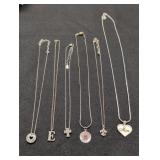 Silver-tone Chain Necklaces w/ Pendants