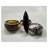 (3) Unmarked Costume Rings