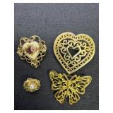 Vtg. Gold Tone Brooches